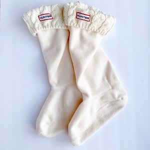 Hunter | Fleece Welly Boot Cable Knit Cream Liners